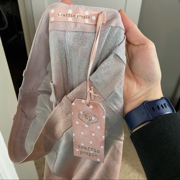 TRAFFIC PEOPLE BLEEDING BEAUTIES PANT wide leg. Gold silver metallic - Picture 11 of 12